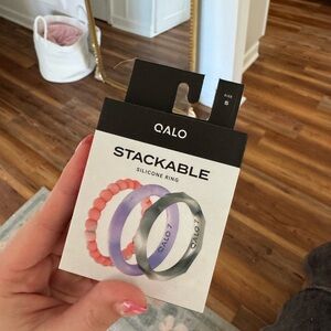 QALO Stackable Silicone Ring Set - Purple and Pink